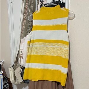 Nine West Yellow and White Striped Tank Top